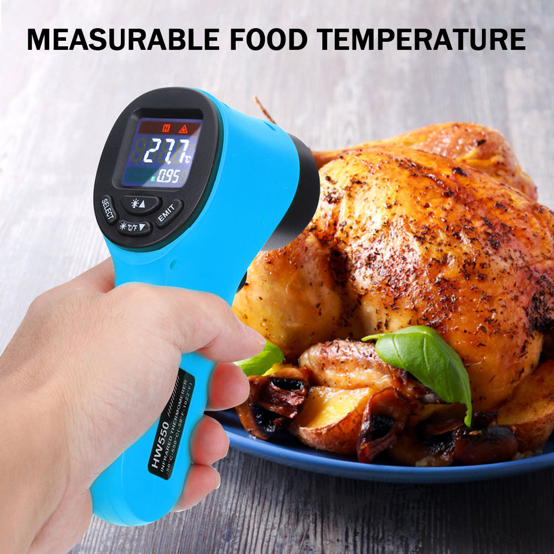 -50~550°C Non-Contact Infrared Kitchen Thermometer Household BBQ Meat Milk Food Temperature Gun Electronic Thermometers Measurin