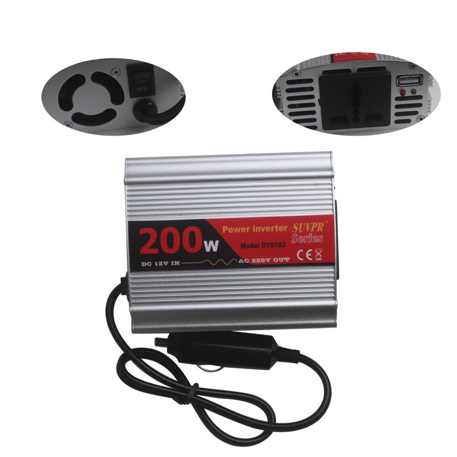 200W USB Car Inverter DC 12V to AC 220V