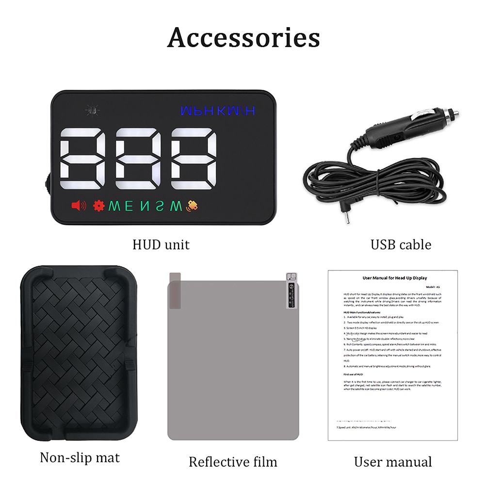 A5 HUD satellite Newest GPS speedometer car hud head up display KM/h MPH For Car Bike Motorcycle Auto Accessories