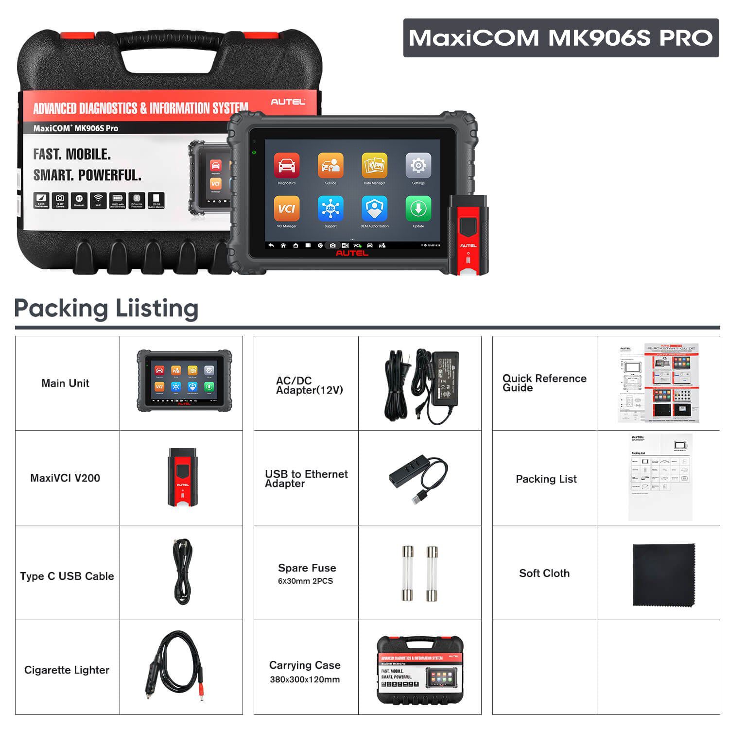 Autel MaxiCOM MK906S PRO Scanner Upgraded of MS906 Pro/MK906BT/MK906 Pro Diagnostic Tool with Advanced ECU Coding Bi-Directional Control 36+ Services