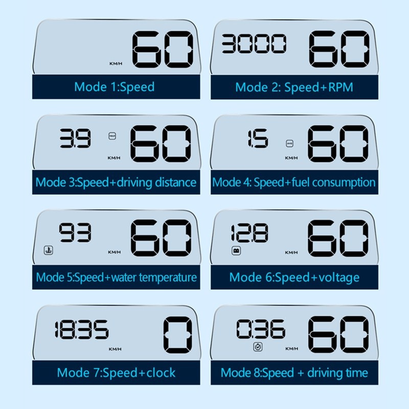C500 OBD2 Hud Head-Up Display With Mirror Projection Digital Car Speed Projector On-Board Computer Fuel Mileage
