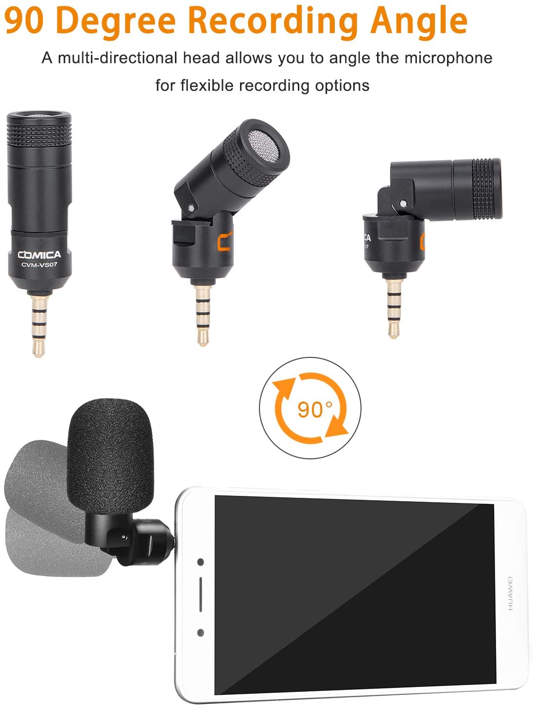 CVM-VS07C Condenser Microphone Mini Video Mic for iPhone Samsung Smartphone Laptop Camera Gopro Youtube Recording Vlog