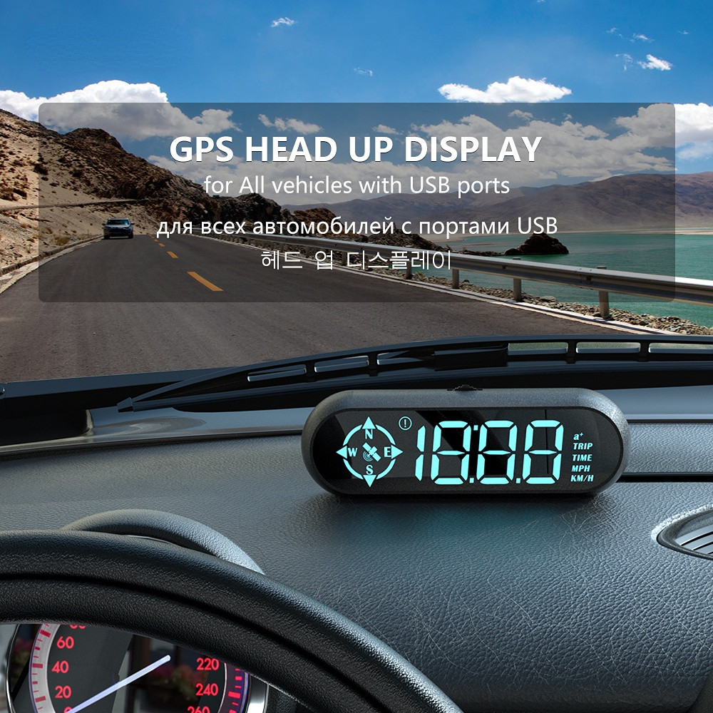 G9 GPS Speedometer LED Auto HUD Head-Up Display On-board Computer Car Speed Alarm Projector for All Car