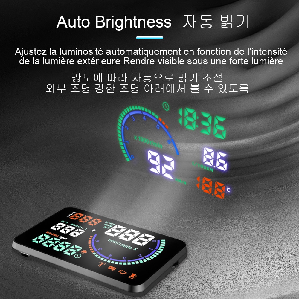 I9 Obd2 HUD Head Up Display Speedometer Speed Alarm Car Electronics Gadgets Projector Water Temperature RPM Voltage