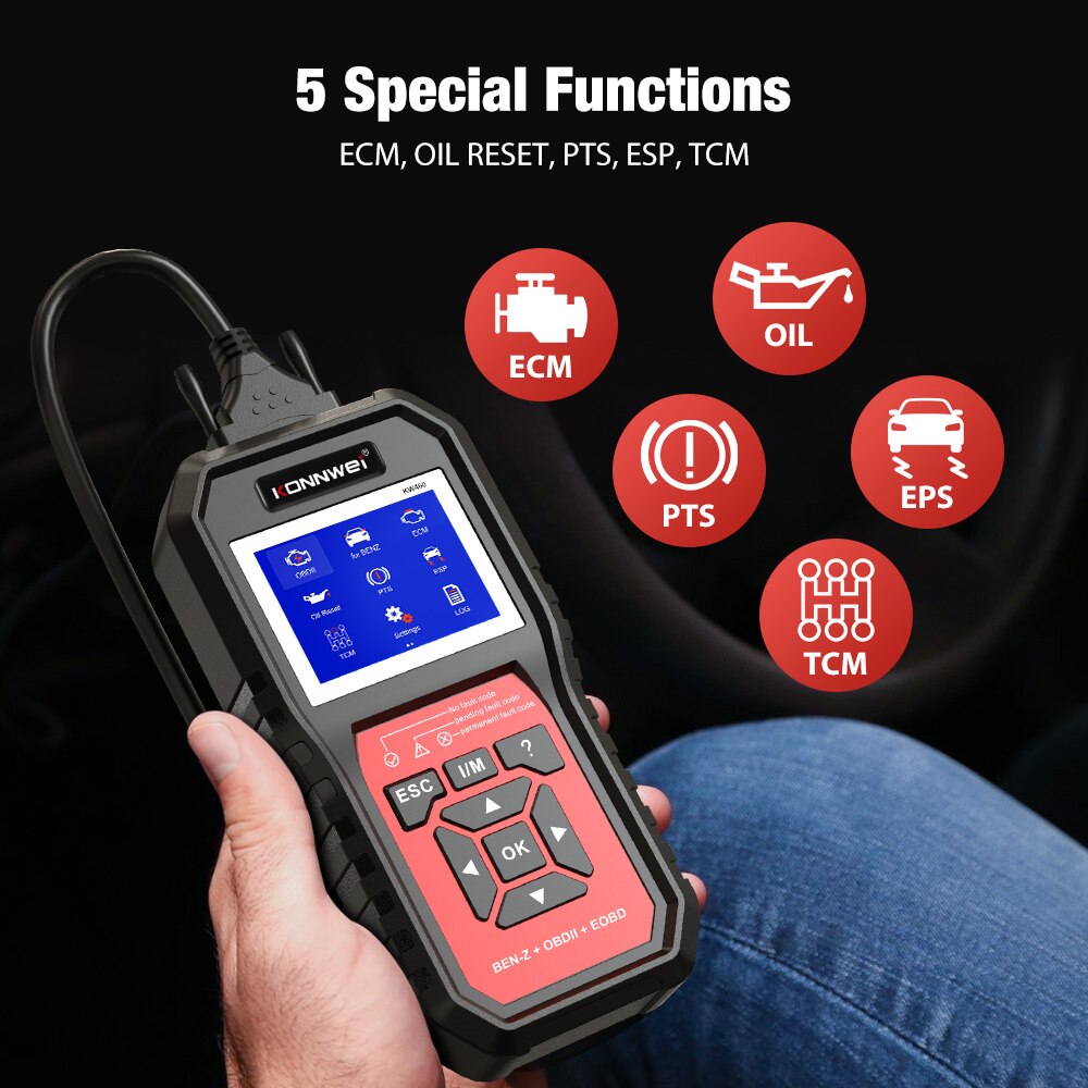 KONNWEI KW460 Obd2 Scanner for  Mercedes-Benz ABS Airbag Oil ABS EPB DPF SRS TPMS Reset Full Systems Diagnostic Tool W212 Benz