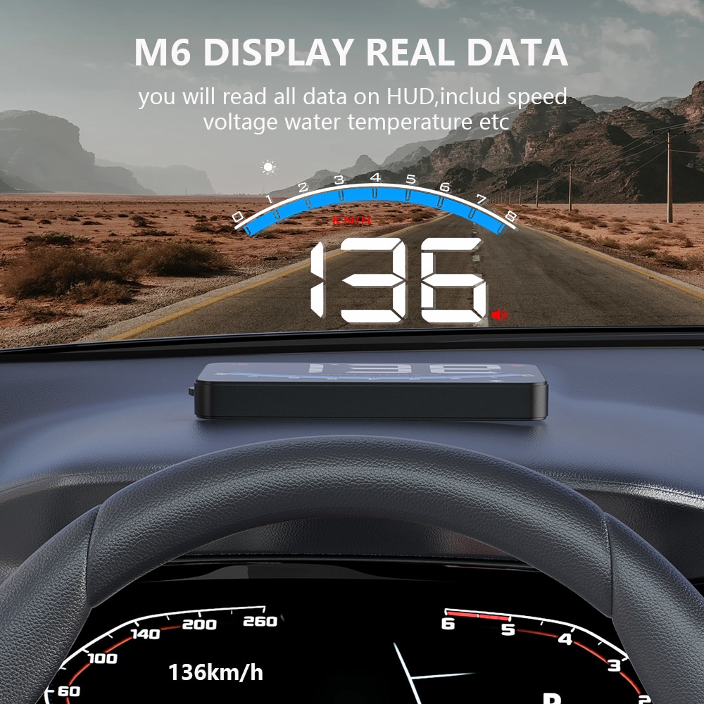 M6 HUD Head Up Display OBD2 Projector For Car Glass Auto Digital Speedometer Water Temperature Electronic Accessories