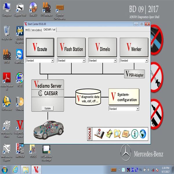 V2017.09 MB STAR SD C4 Super Engineering Software DTS Monaco 8 plus Vediamo V05.00.06 Supports Offline Programming Fits all Brand Laptop