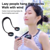 New USB Hands-Free Hanging Neck Fan Mini Personal Portable Cooling Fan 7Color LED Lights Air Cooler Neck Fan Personalized Fan