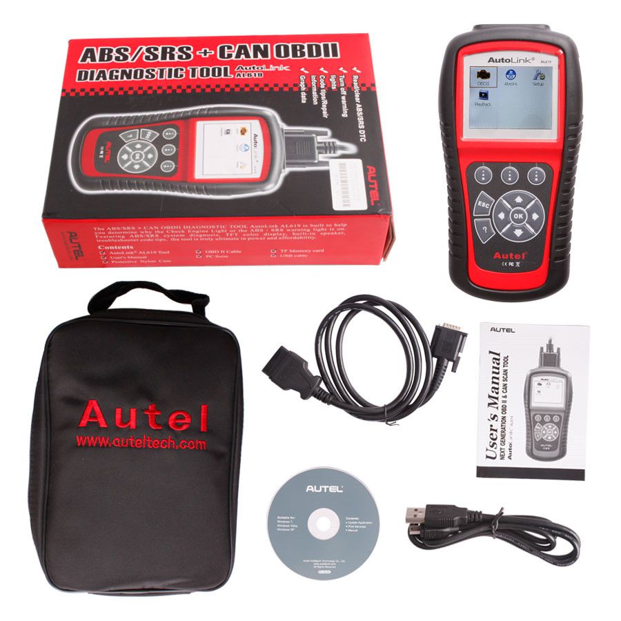 Original Autel AutoLink AL619EU OBDII CAN ABS And SRS Scan Tool Update Online