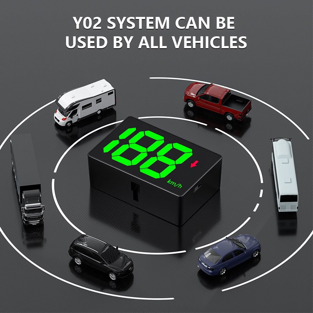 Y02 GPS Speedometer Speed Radar Detector HUD Display Digital Speed Alarm MPH KMH Altitude Display Projector for All Car