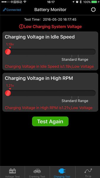 Battery Monitor BM2  test on a battery