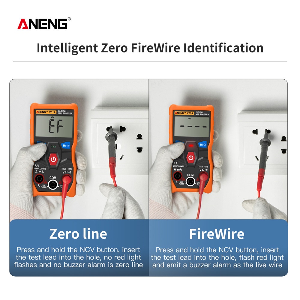 ANENG V01A  Digital Professional Multimeter Automatic True-RMS Intelligent NCV 4000 Counts AC/DC Voltage Current Ohm Test Tool