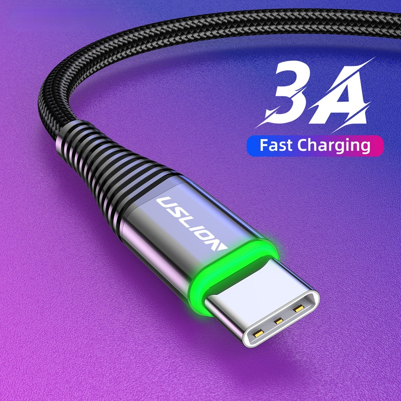 0.5m/1m/2m LED 3A USB Type C Cable Fast Charge Wire for Samsung Galaxy Xiaomi Huawei Note 7 Data USB-C Cable Charger Cord