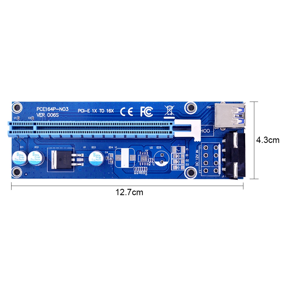 0.6M 1M VER006S PCI-E 1X to 16X Riser Card PCIe Extender SATA to 4Pin Power USB 3.0 Cable for Video Graphics Card