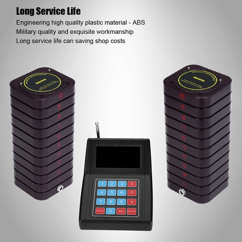 1-to-30 Restaurant Wireless Call Pager 999 Channel Calling Keypad Queuing Calling System Paging Calling System 100-240V