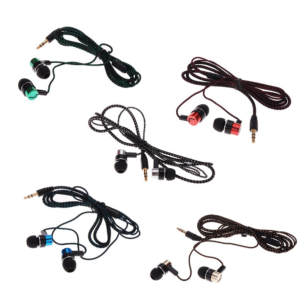 1.1M Reflective Fiber Cloth Line Noise Isolating Stereo In-ear Earphone Earbuds Headphones with 3.5 MM Jack Standard