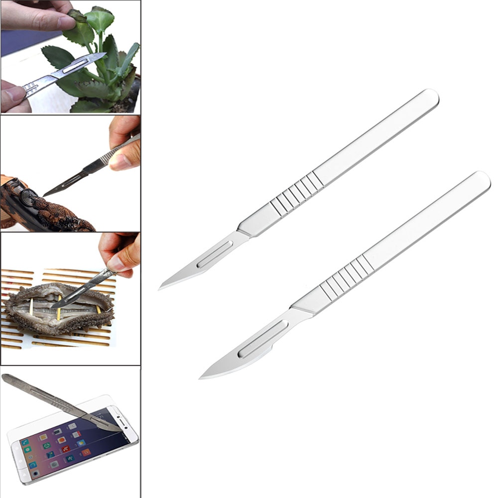 10 pc Carbon Steel Surgical Scalpel Blades + Handle Scalpel DIY Cutting Tool PCB Repair Animal Surgical Knife