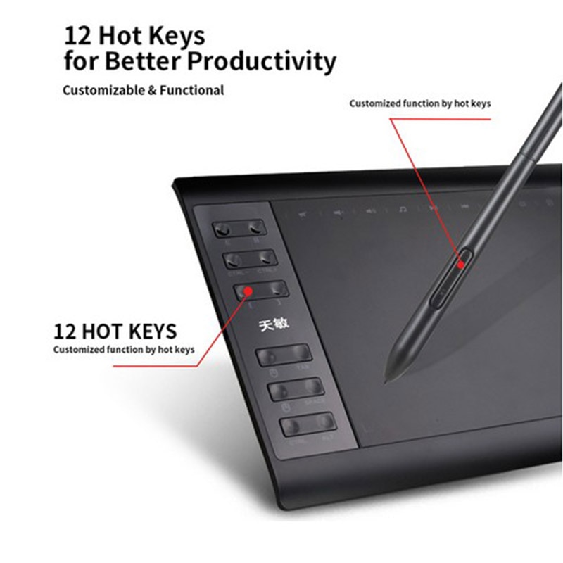 10*6 Inch Professional Graphic Tablet 8192 Levels Digital Drawing Tablet For MAC Window No need charge Pen Tablet