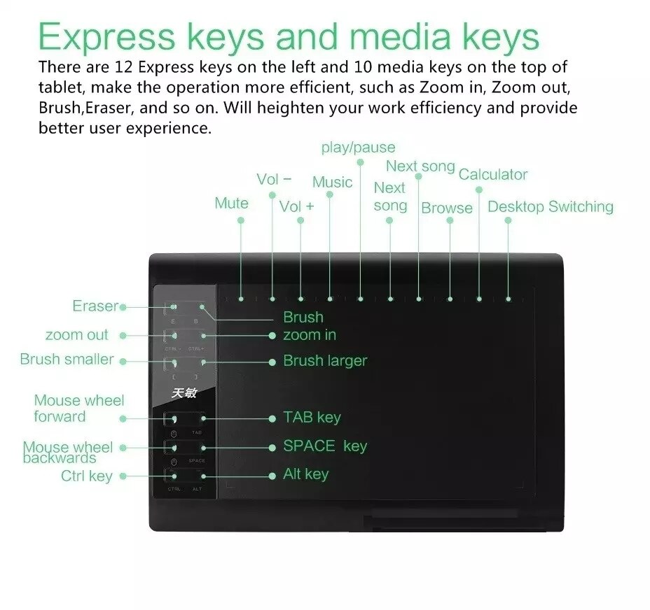 10*6 Inch Professional Graphic Tablet 8192 Levels Digital Drawing Tablet For MAC Window No need charge Pen Tablet