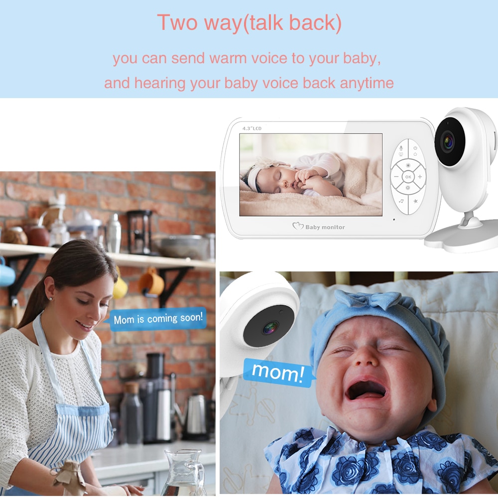 1080P Electronic Baby Monitor with Surveillance Camera Baby Nanny Camera Mini Babyphone Cameras 4.3''  Video Surveillance Camera