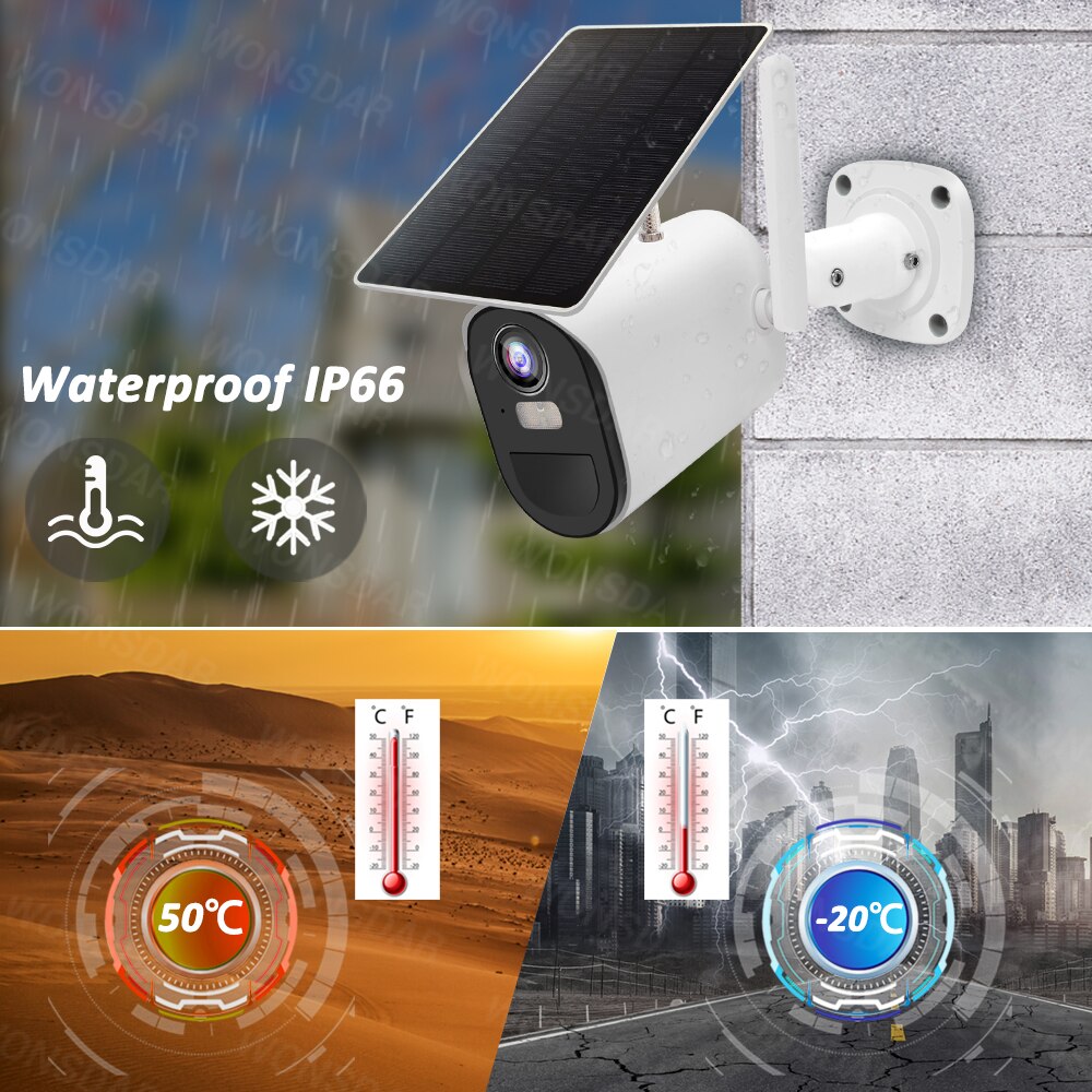 1080P Outdoor WiFi Camera Built-in Battery Solar Wireless Security Surveillance Bullet Cameras PIR Human Motion Baby Monitor Cam