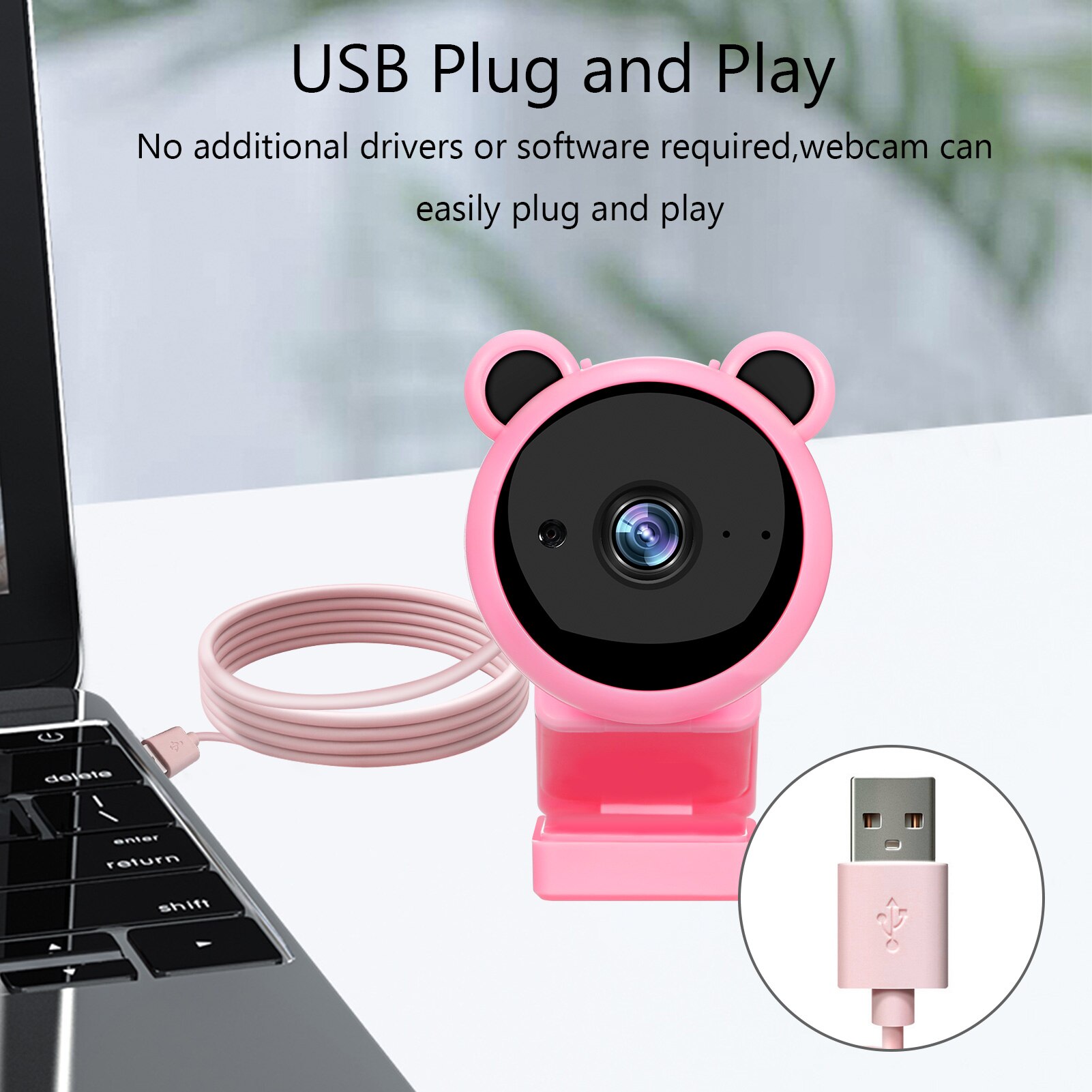 1080P Webcam USB 2.0 Desktop Laptop Computer Camera with Microphone Plug and Play Camera for Video Streaming Online Teaching
