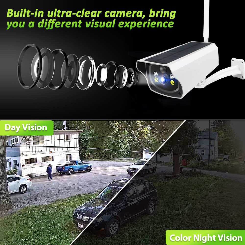 1080P Wireless Solar WiFi Camera Outdoor Charging Battery Security IP Camera PIR Human Motion Detection Bullet CCTV Surveillance