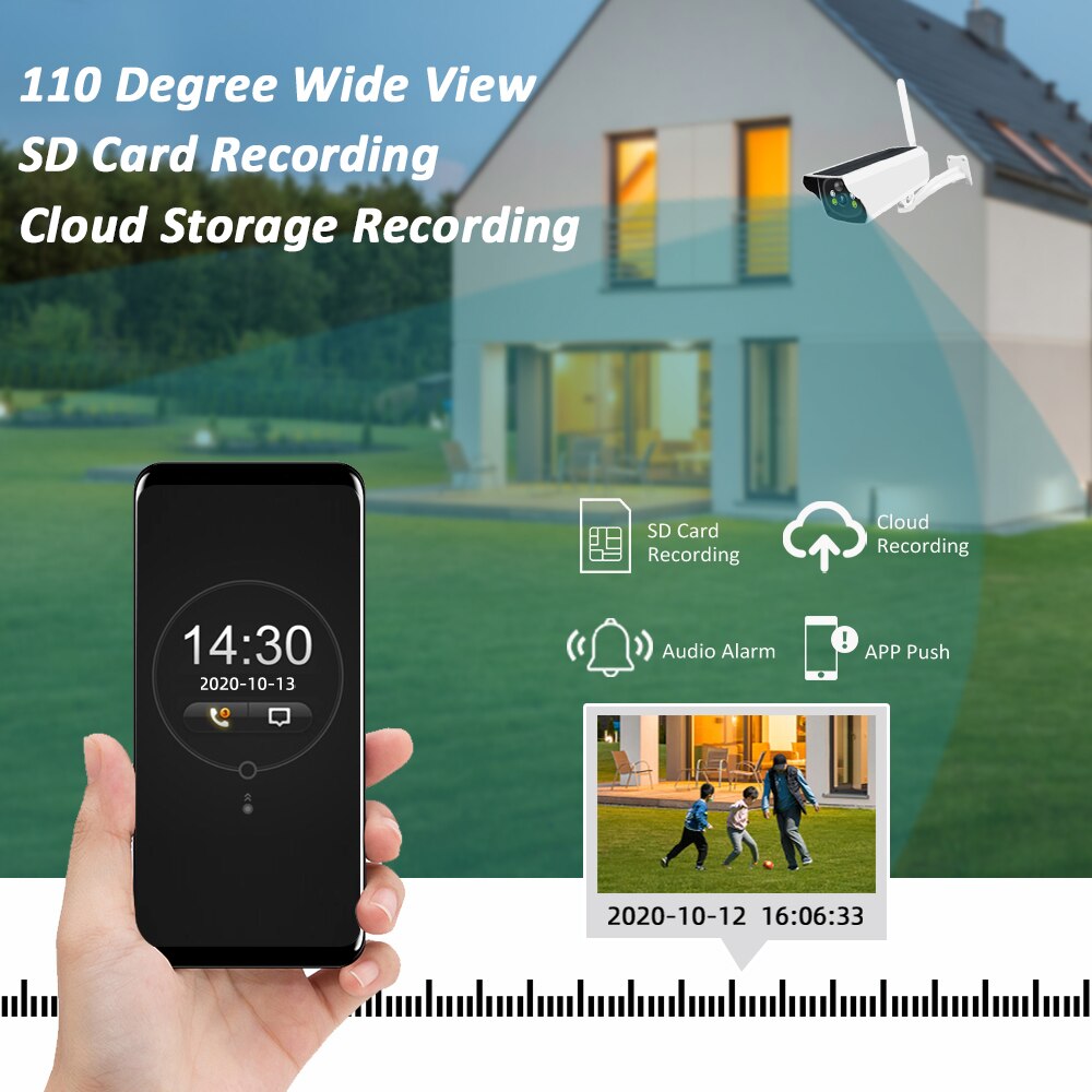 1080P Wireless Solar WiFi Camera Outdoor Charging Battery Security IP Camera PIR Human Motion Detection Bullet CCTV Surveillance