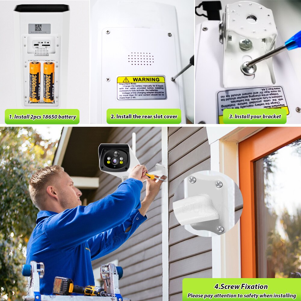 1080P Wireless Solar WiFi Camera Outdoor Charging Battery Security IP Camera PIR Human Motion Detection Bullet CCTV Surveillance