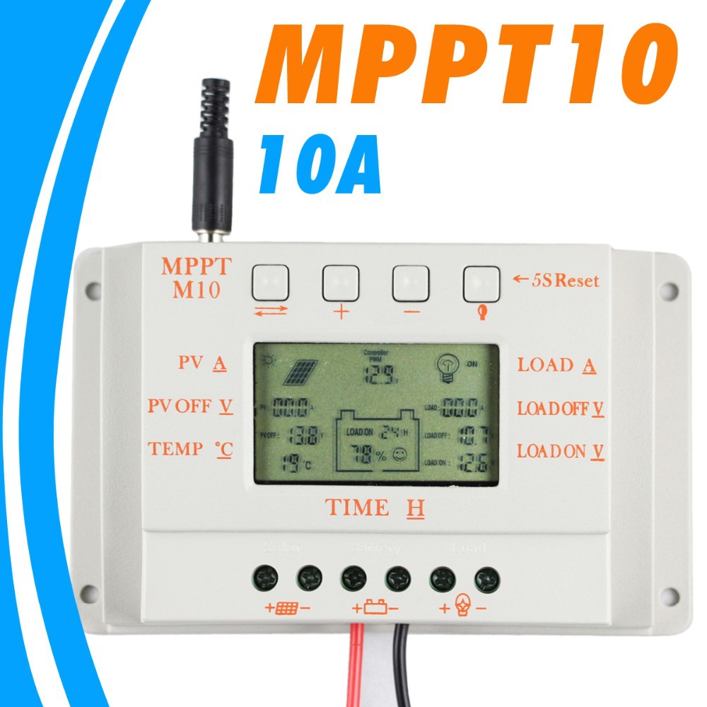 10A MPPT M10 Solar Charge Controller 12V 24VSolar Panel Battery Regulator LCD Display Dual Timer Function New Arrival