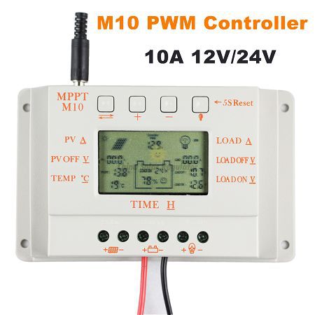 10A MPPT M10 Solar Charge Controller 12V 24VSolar Panel Battery Regulator LCD Display Dual Timer Function New Arrival