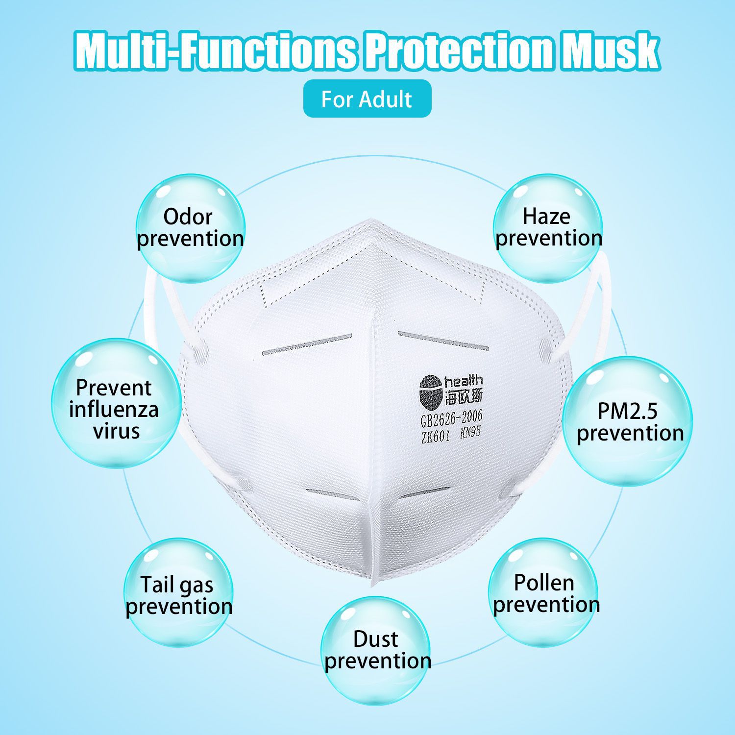 10pcs KN95 Masks with Filter Paper - Protection Mouth Mask - Sealed Bag -Protective Face Mask Dust Filter Mouth Cover