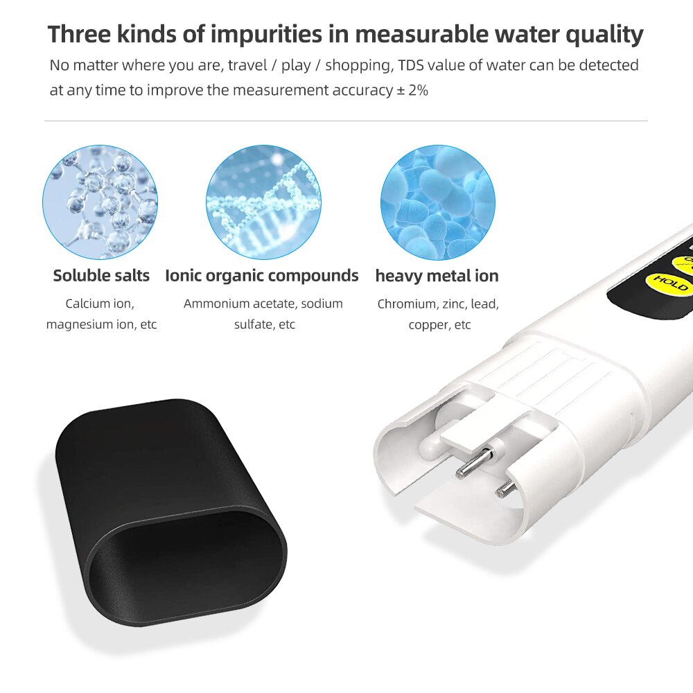 Portable Pen Digital TDS meter Water tester Filter Measuring Water Quality Purity Tester the white color