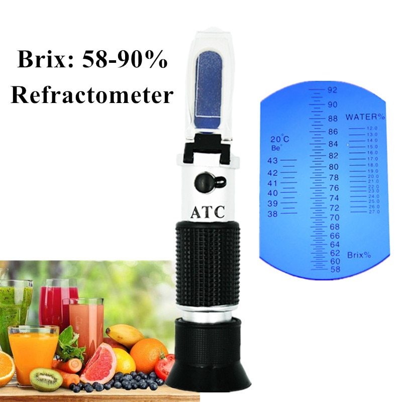 10pcs/lot Refractometer Honey Tester 58-90% Brix Hand held Brix Be Water For bee Honey Refractometer Sugar Meter 40%off