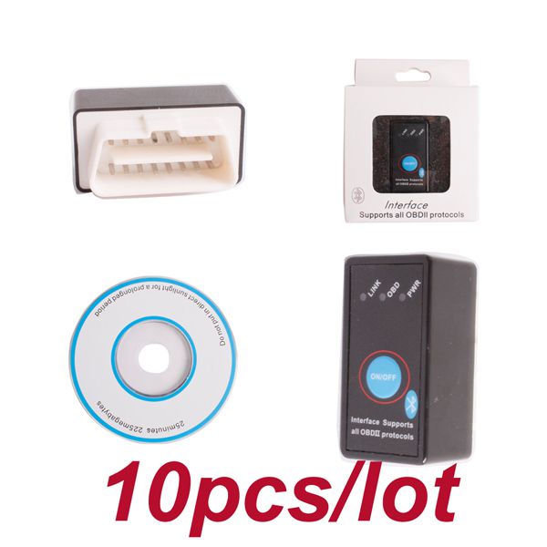 10pcs/lot New Super Mini ELM327 Bluetooth OBD-II OBD Can with Power Switch