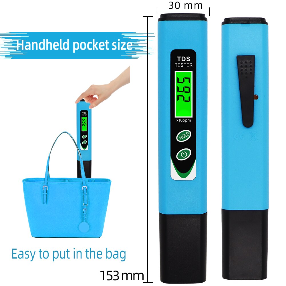 1Pcs TDS-966 TDS tester Portable Digital TDS meter Measuring Water  meter Quality Purity Tester for Aquarium 0-9999 ppm