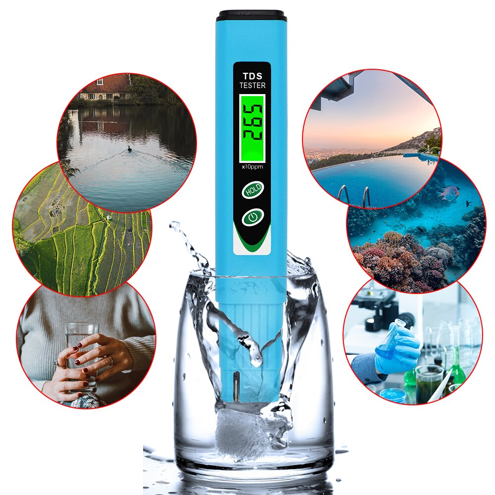 10pcs TDS-966 TDS tester Portable Digital TDS meter Measuring Water  meter Quality Purity Tester for Aquarium 0-9999 ppm 40% off