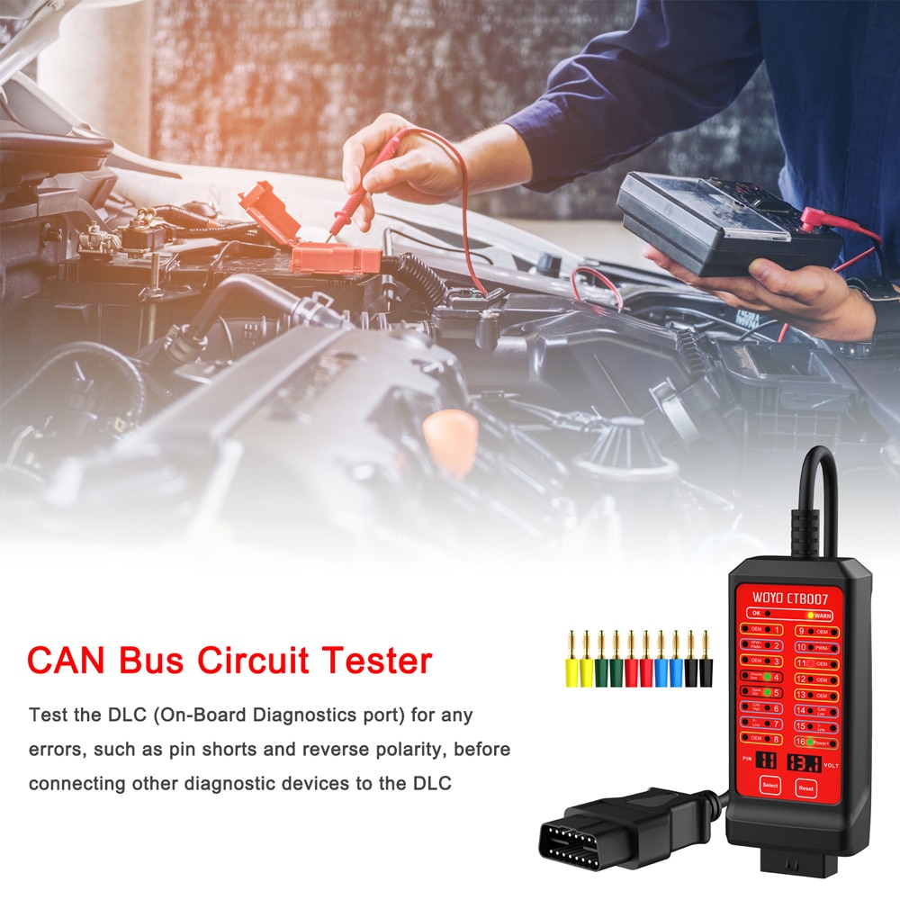 12V 24V CTB007 CAN Tester 16 Pin Break Out Box Detection CAN Bus Circuit Tester Vehicle Diagnosis On-Board Diagnostics Tester