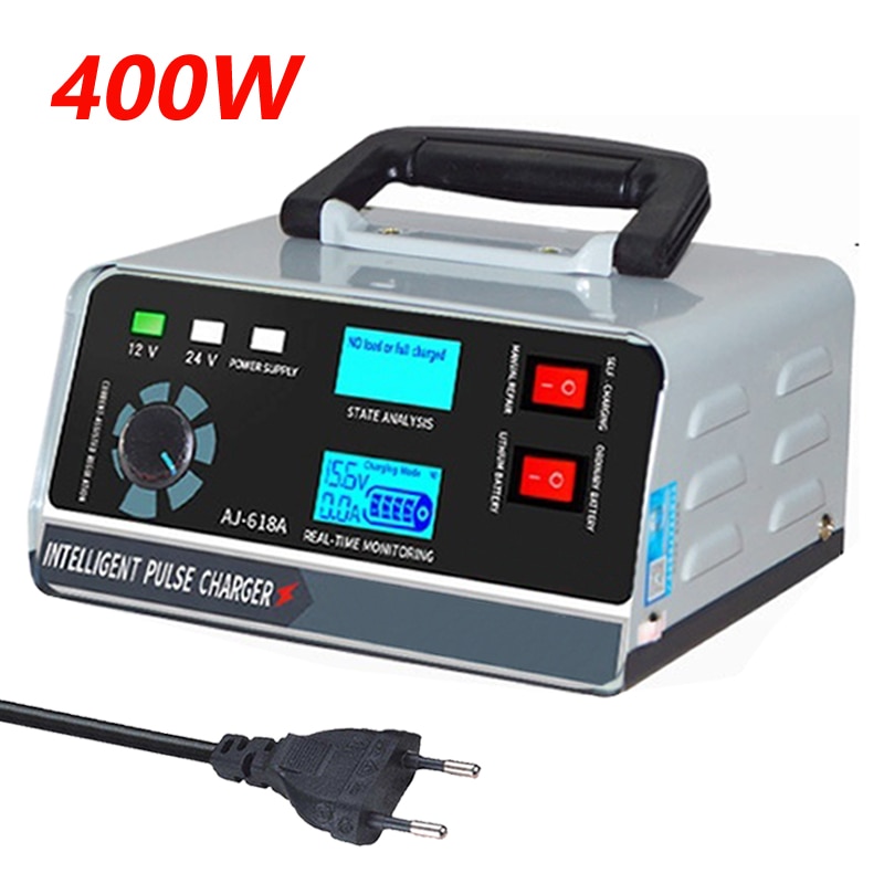 12V/24V Car Battery Charger Large Power 400W Battery Charger Trickle Smart Pulse Repair for Car SUV Truck Boat Motorcycle