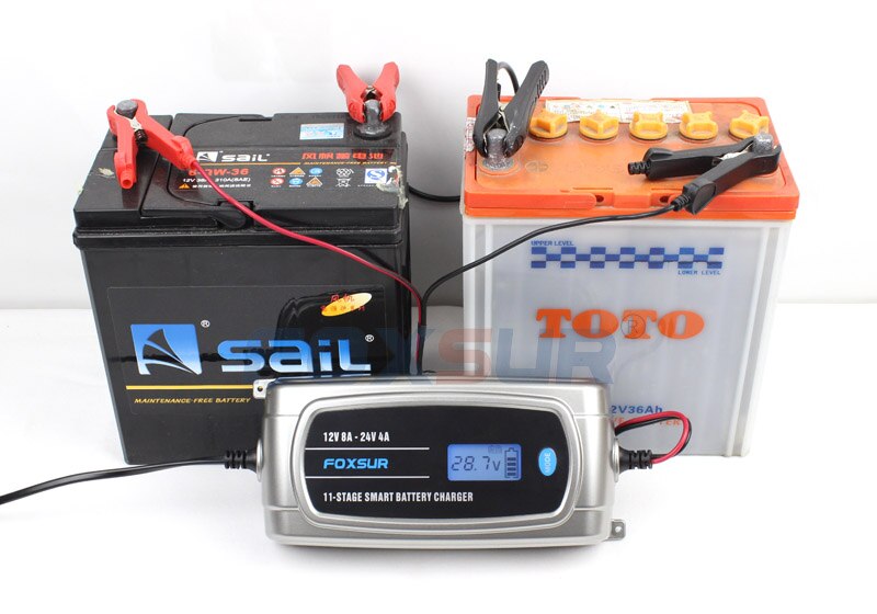 12V 24V Waterproof Truck Car Battery Charger, EFB GEL WET AGM Battery Charger with LCD Display, Battery Type Selectable