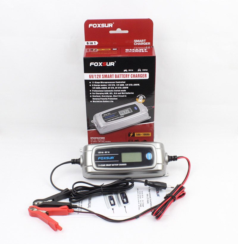 12V 4A 6V 1A 11-stage Smart Battery Charger, Toy & Car AGM GEL WET EFB Battery Charger, LCD Intelligent Battery Charger