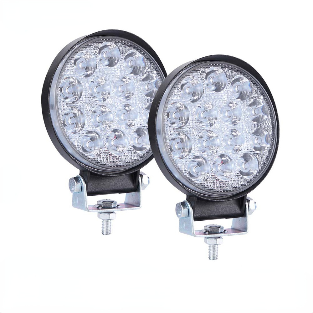 16Leds 42W Offroad Work Light Round 12V 24V Led Work Lamp For Tractors Spotlight Led For 4x4 ATV UTV Truck Tractor