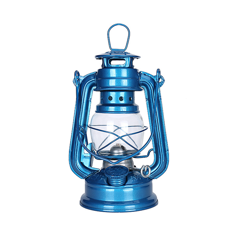 25cm Retro Outdoor Camping Kerosene Lamp Oil Light Lantern Style Decor Multifunction Iron Camping Lamp Mediterranean Style Decor