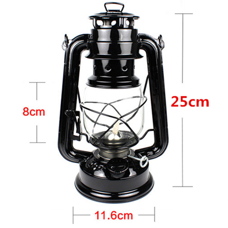 25cm Retro Outdoor Camping Kerosene Lamp Oil Light Lantern Style Decor Multifunction Iron Camping Lamp Mediterranean Style Decor