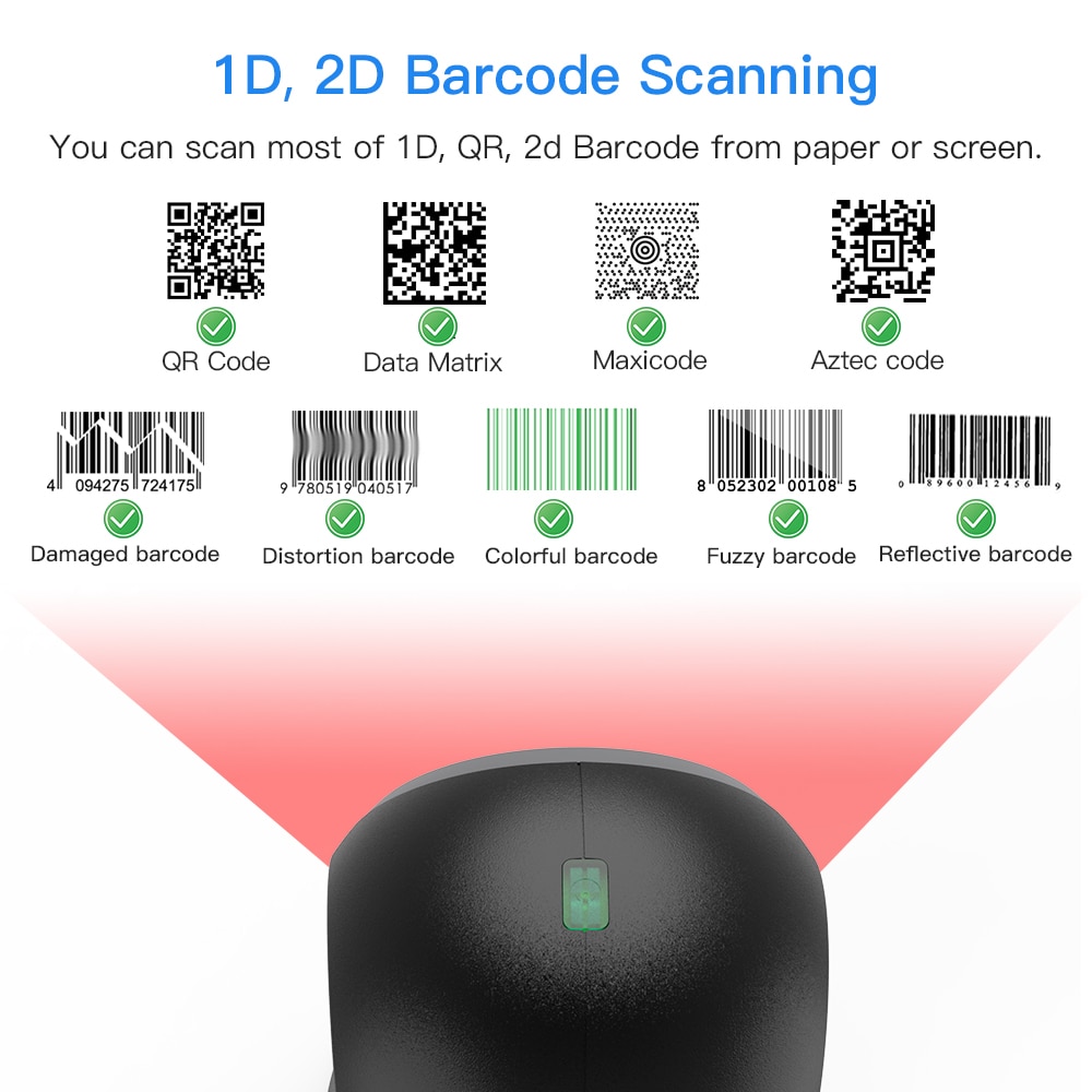 EY-7130 1D 2D Desktop Barcode Scanner, with Automatic Sensing Scanning Omnidirectional Hands-Free Barcode Reader QR Platform Scan