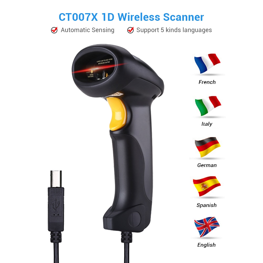 1D/2D QR Bar Code Reader CT007X Handheld Wired Barcode Scanner Bluetooth  PDF417 for IOS Android IPAD Eyoyo Wired Scanner