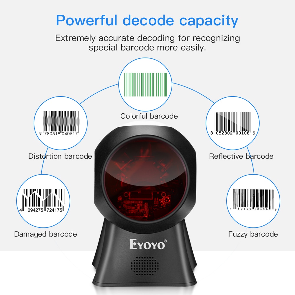 EY-7100 1D Barcode Scanner USB Wired Platform Barcode Reader Scanner with Automatic Sensing Scanning for Warehouse