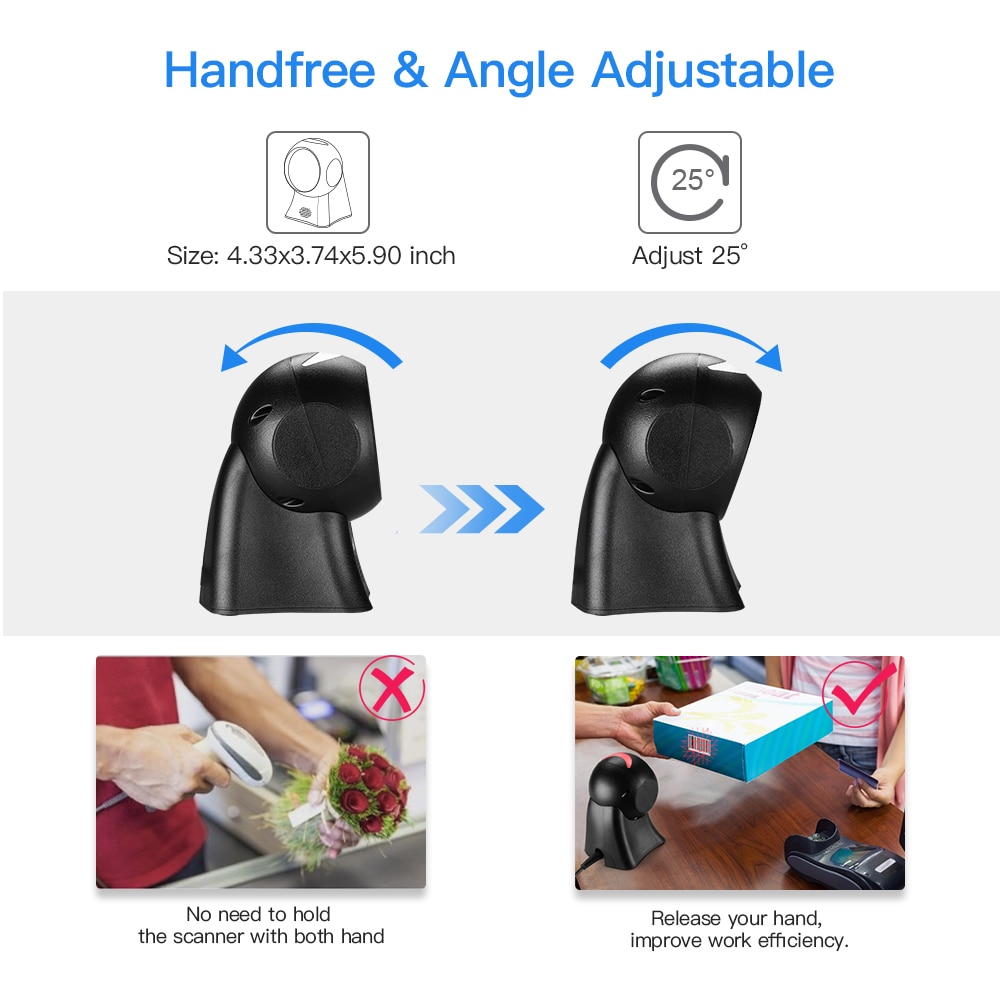 EY-7100 1D Barcode Scanner USB Wired Platform Barcode Reader Scanner with Automatic Sensing Scanning for Warehouse