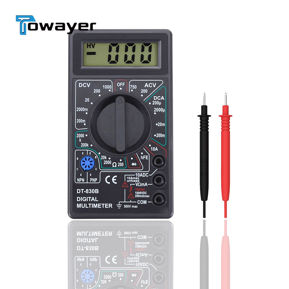 DT-830B 2 Color LCD Mini Digital Multimeter AC/DC 750/1000V Digital Mini Multimeter probe For Voltmeter Ammeter Ohm Tester Meter
