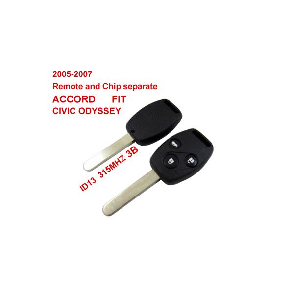 2005-2007 Remote Key 3 Button and Chip Separate ID:13 (315MHZ) for Honda Fit ACCORD FIT CIVIC ODYSSEY 10pcs/lot